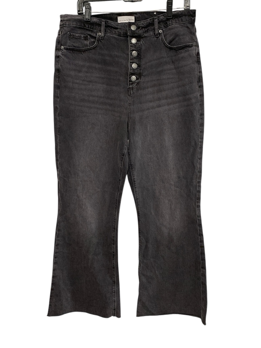 Loft High Rise Sandal Flare Black Wash Jeans Button Fly Women’s Size 31/12 NWT